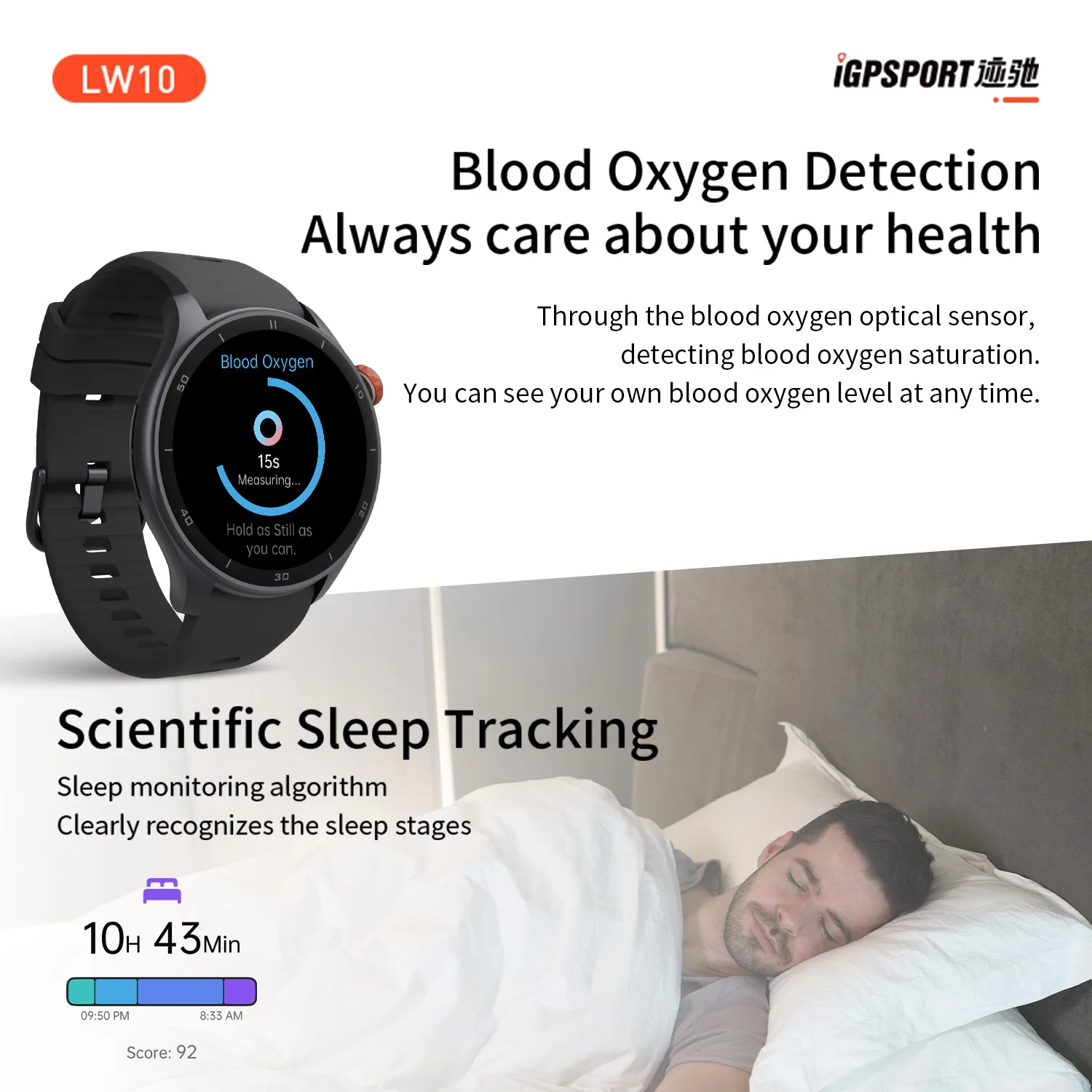 iGPSPORT LW10 Schermo AMOLED da 1,43 pollici Monitoraggio della frequenza cardiaca Chiamata Bluetooth GPS Sport Fitness Ossigeno nel sangue per la corsa in bicicletta