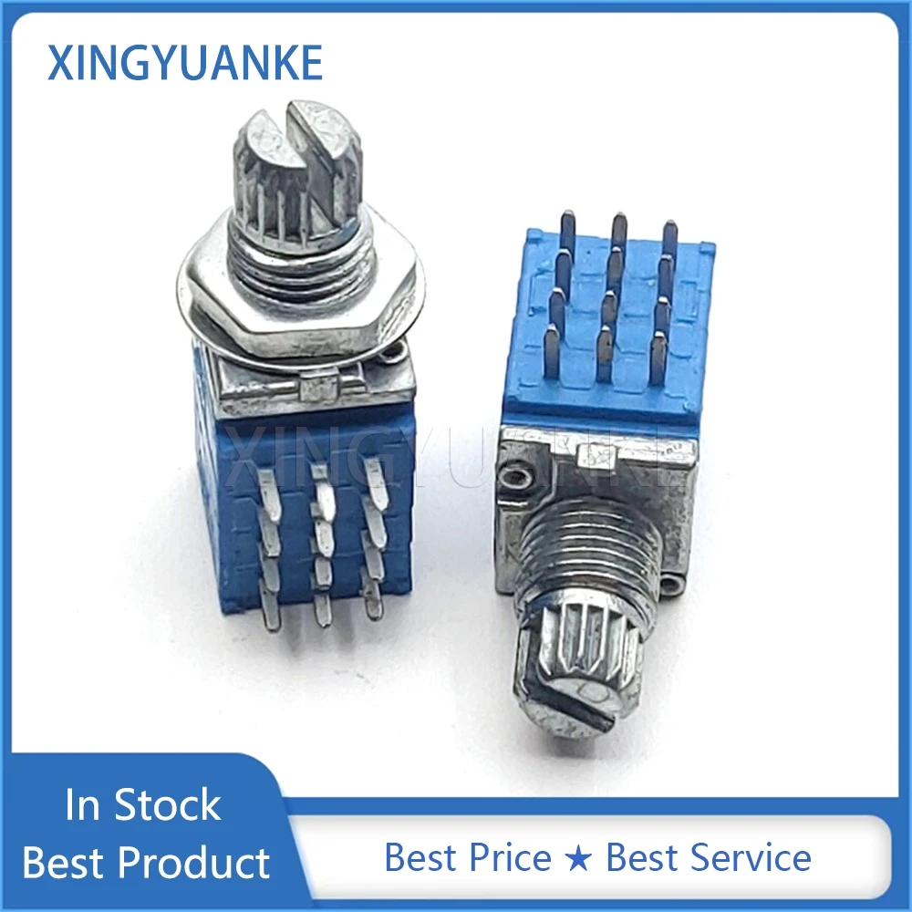 2PCS RK097G Type 10K Power Amplifier Audio Precision Adjustable Potentiometer 4 Link 12-Pin Flower Shaft Length 10mm