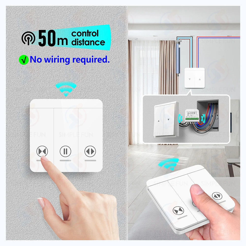 Drahtloser Vorhang-Rollverschlussschalter Tuya, WiFi RF Smart Modul für Jalousien, Markise, 5-in-1-Fernbedienung, funktioniert mit Alexa Google Home – Detail 19
