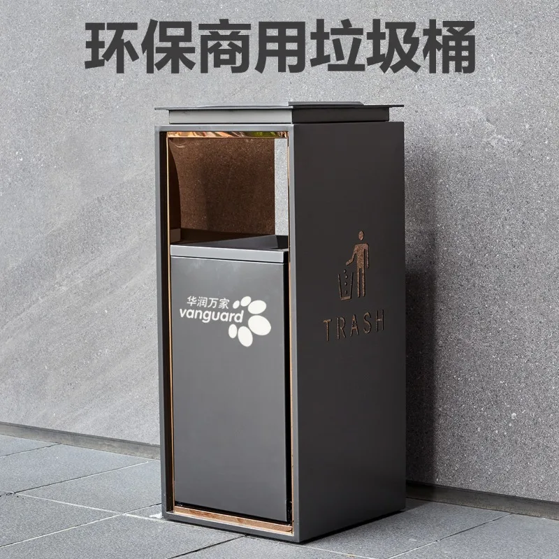 Hotel corridor trash can commercial with ashtray stainless steel office building elevator community outdoor sorting fruit leathe