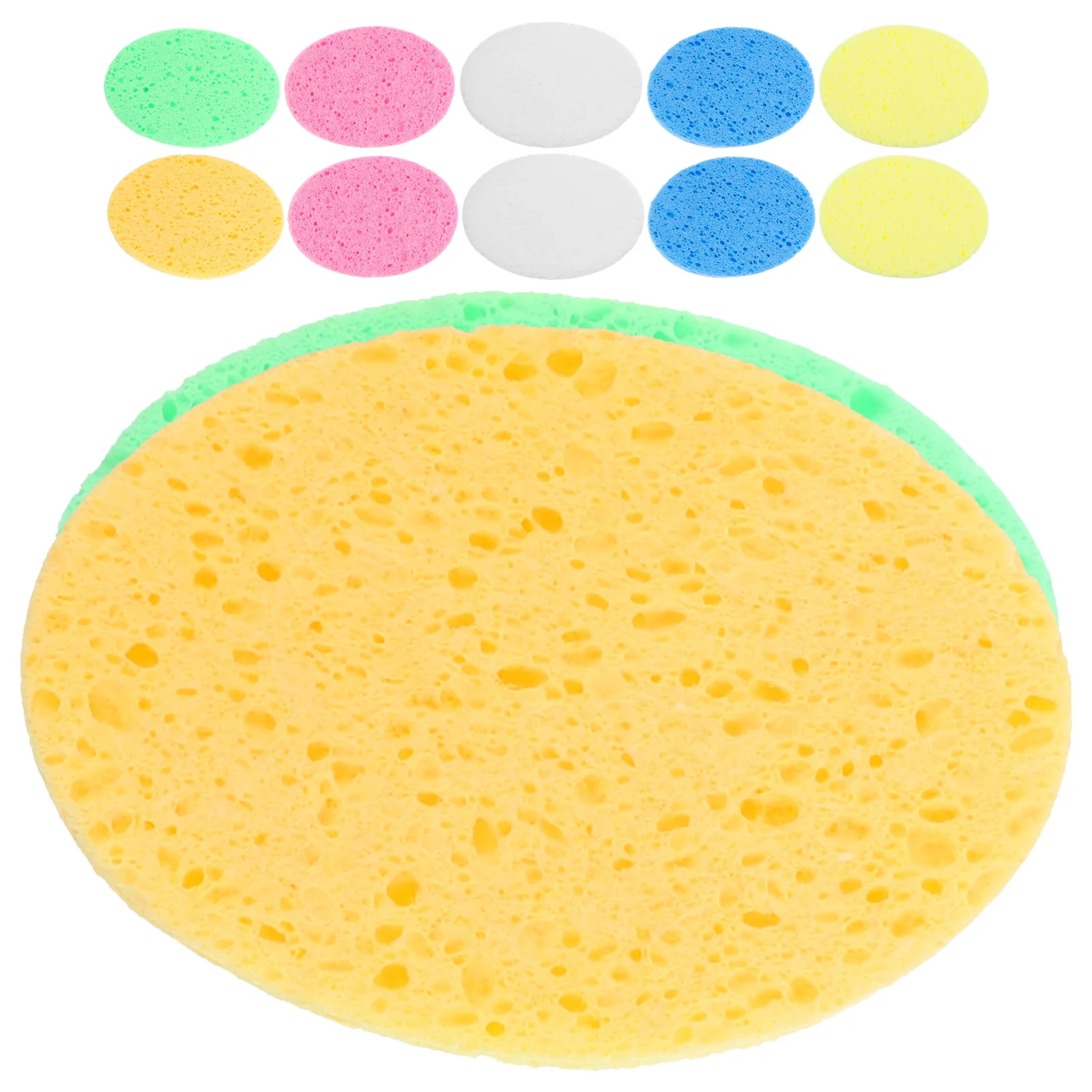 12PCS Cellulose Sponge Cleansing Tools Face Wash Sponges Exfoliating Makeup Removal Soft Facial Cleansing Pads Set of 6 Colors