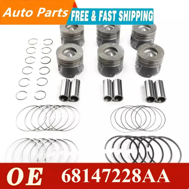 

A Suit of Engine Pistons With Rings Set For 3.0 L Diesel Jeep Grand Cherokee EXF RAM 1500 L630 A630 3.0L 68147228AA 68147230AA