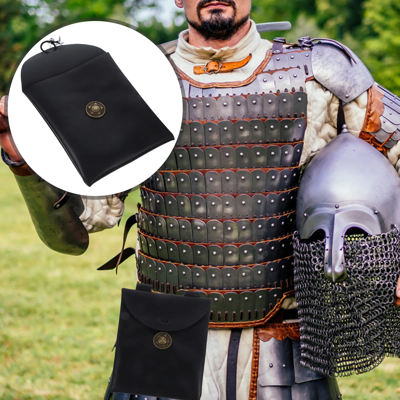 

1pc Waist Pouch Bag Retro Medieval Cosplay Pouch Portable Compact Pu Large Capacity For Travel Shopping Party Halloween