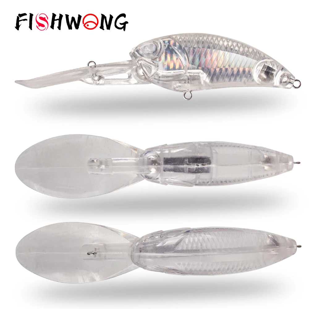

FISHWONG 10PCS / LOT Unpainted Crankbait Blank Lure 15CM 37G Float Crankbait Artificial Hard Deep Water Crankbait Fishing Lure