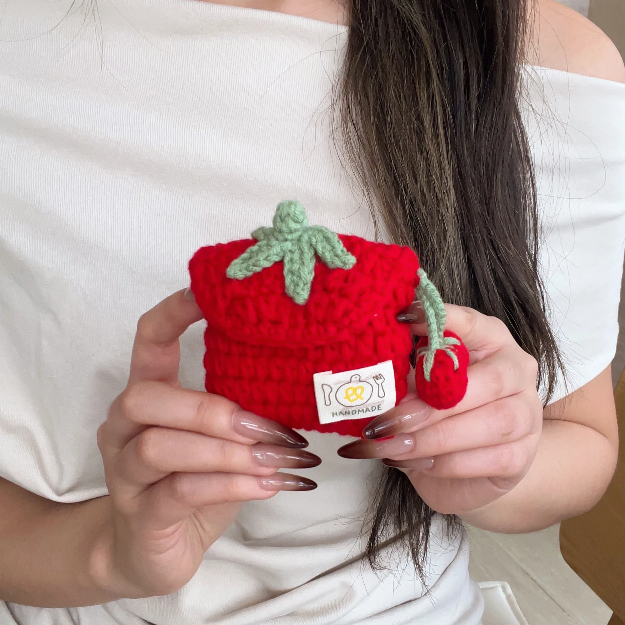 

Plush tomato Knit Plush Earphone Case Earphone Charging Box Earphone Cover Wireless Bluetooth for AirPods 2 3 4 Pro AirPods Pro3