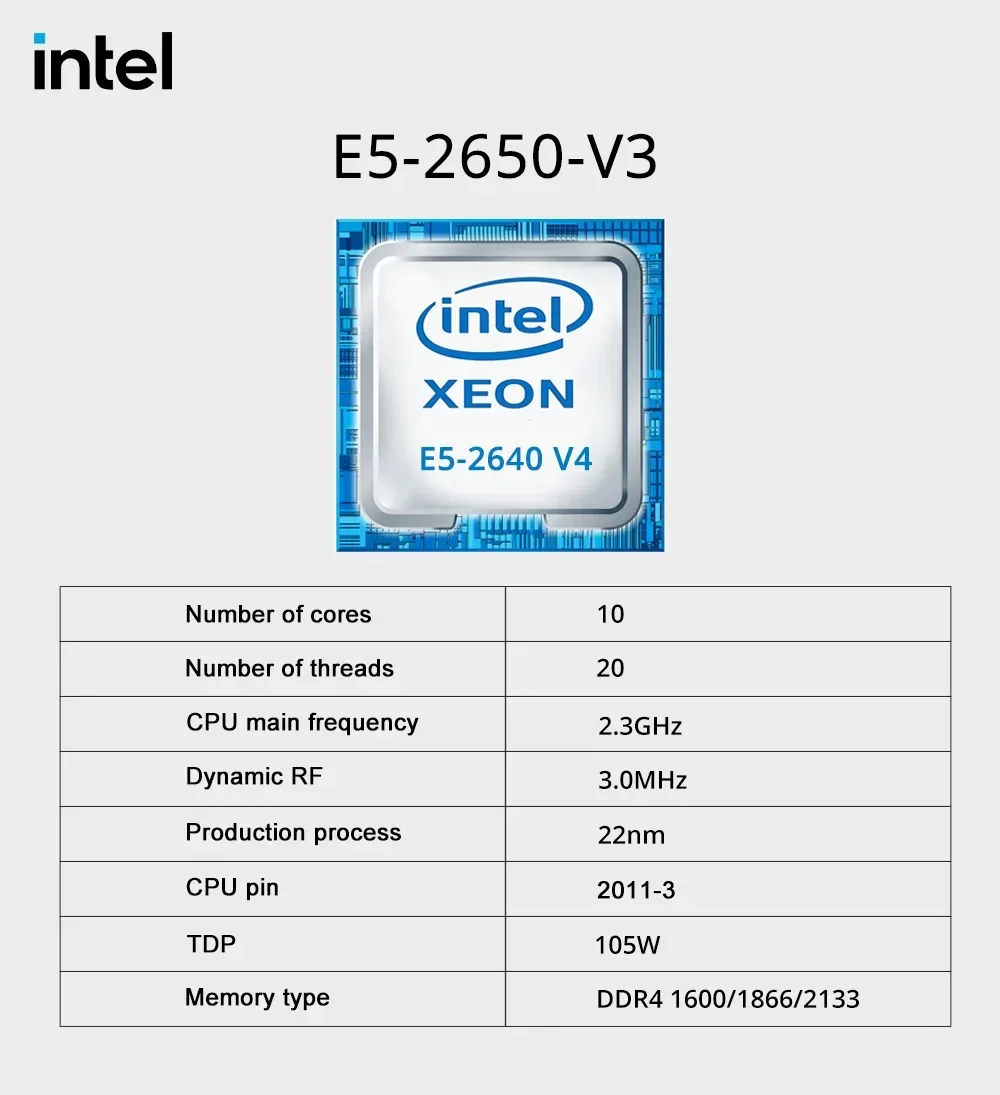 

MOUGOL Новый комплект материнской платы X99 P4 с процессором Intel Xeon E5 2650 V3 и двухканальным DDR4 8Gx2 2133 МГц ECC RAM для игрового компьютера