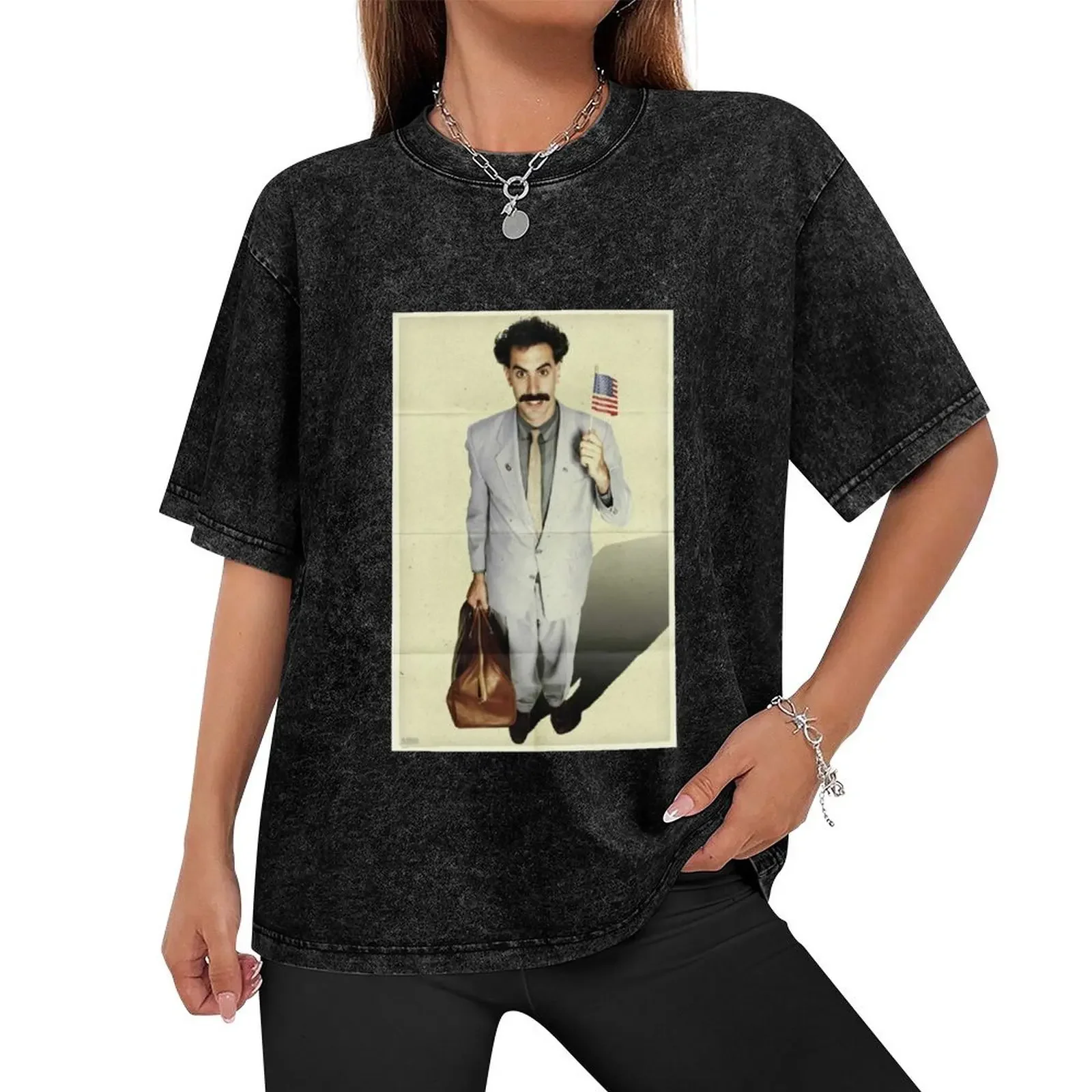 borat, sacha baron cohen, movie poster T-Shirt vintage anime shirt kawaii clothes t shirt men