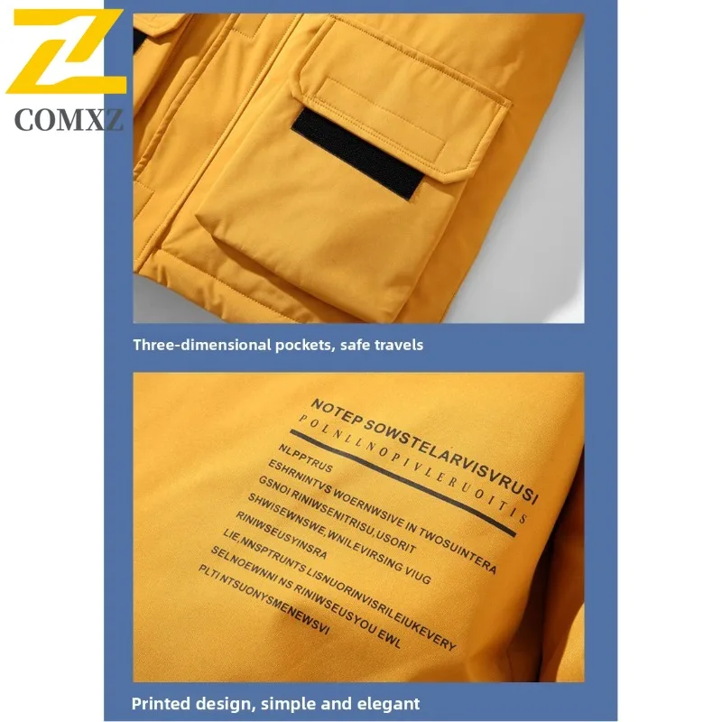 COMXZ Luxury Men Down Jacket 2025 New Outdoor Adventure Windproof Puffer Coat Travel Camping Cold Protection Winter Jackets