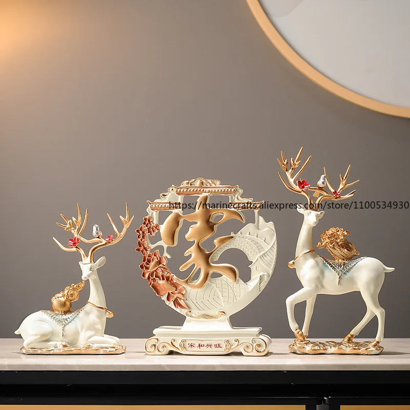

Housewarming New Home Gifts Deer Ornaments Home Living Room Entrance TV Wine Cabinet Decorations Moving Gifts Light Luxury