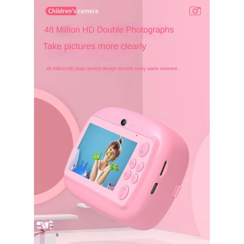 Kinder Camera Instant Print 48 Miljoen High-Definition Dual Camera Mini Videocamera Foto Thremal Printing