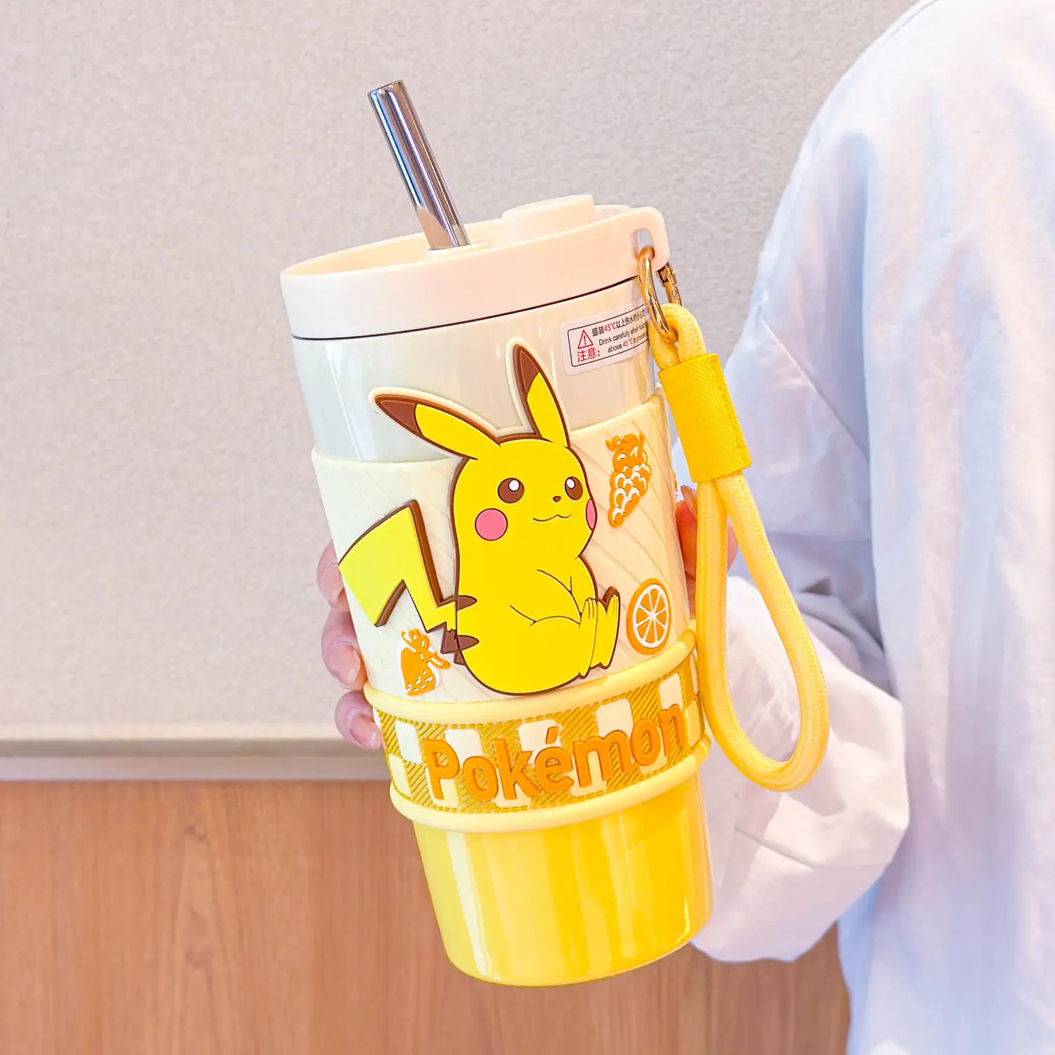2025 New Pikachu Water Cup Children's Insulated Large Capacity Cartoon Straw Cup 316 Stainless Steel Coffee Portable