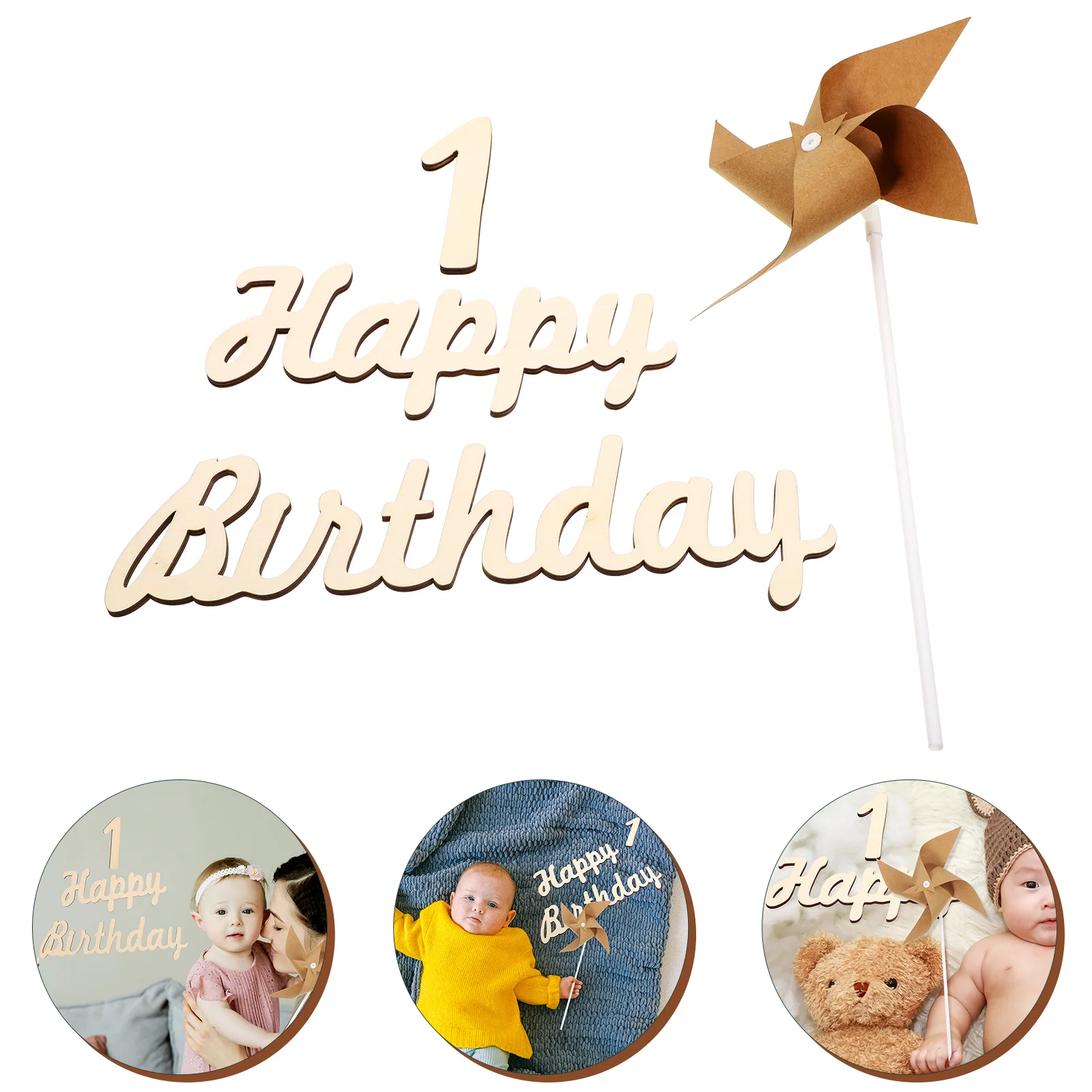 Boy Toy Baby Birthday Commemoration Decor Full Month Windmill Prop Photo Wood Newborn Toddler