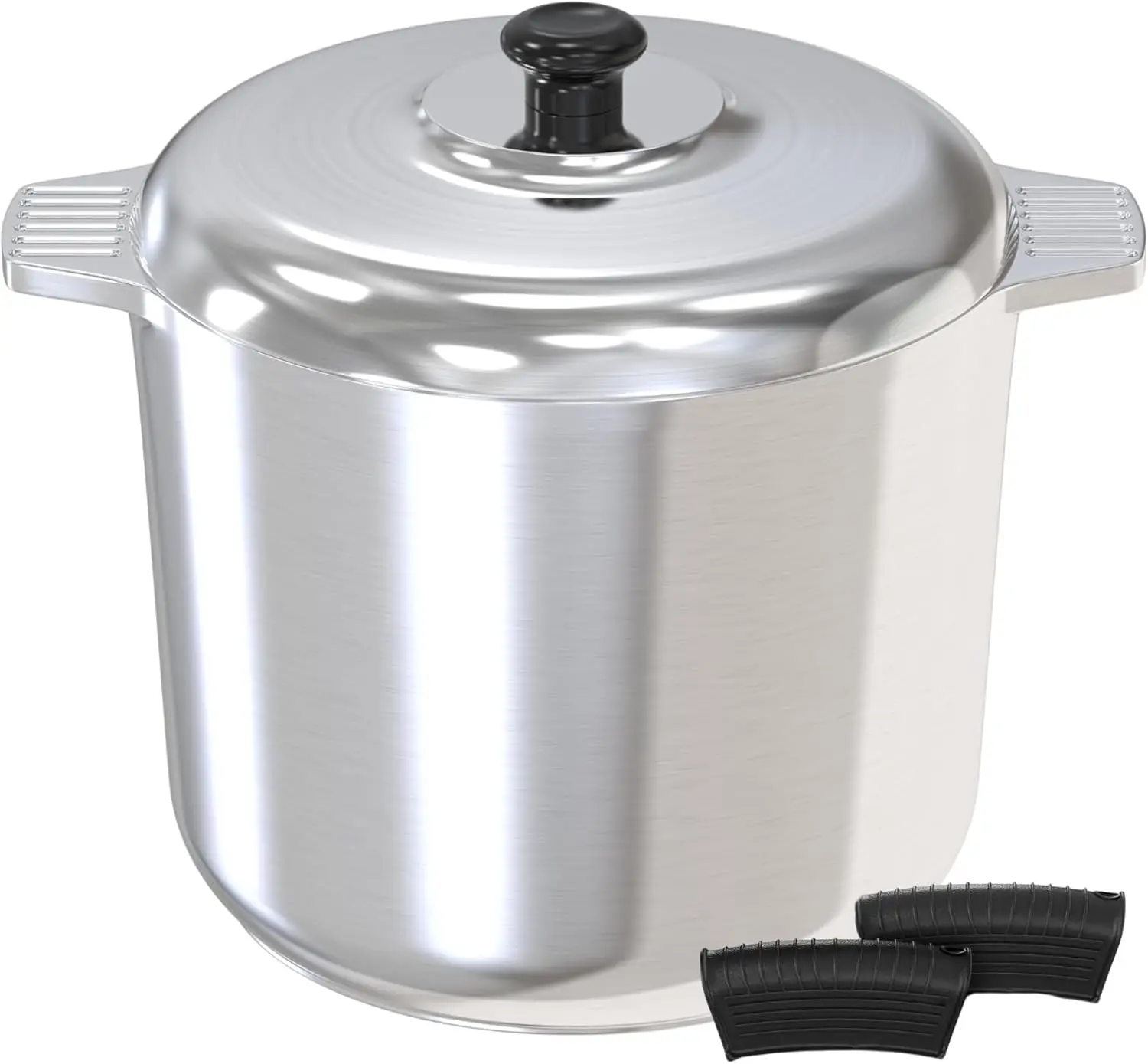 14 Quart Cast Aluminum Stock Pot with Lid - Durable & Lightweight Soup Pot with Even Heat Distribution & Retention -Professional