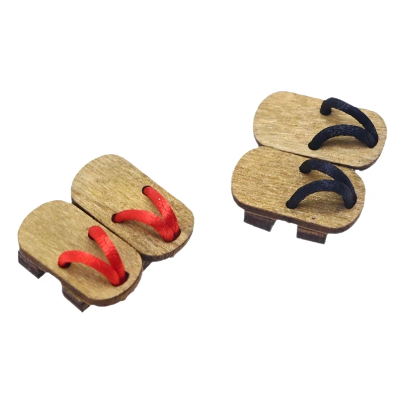 

1pair 1/12 Doll Simulation Japanese Clogs Slippers Model Doll Mini Dress Up Accessories Dollhouse Home Decor Pretend Play Toys