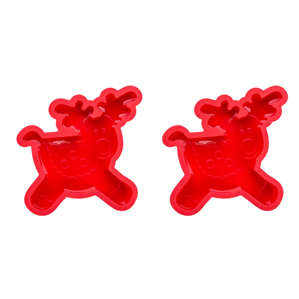 

2 pcs Deer Shaped Silicone Baking Mold Food Grade DIY Cake Making Tool Christmas Themed Easy Clean Dry Store