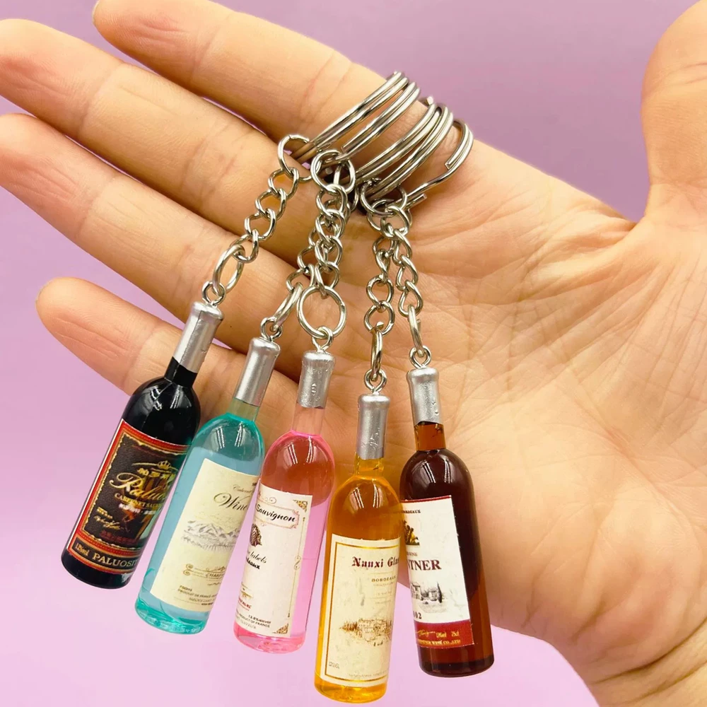 Cute Novelty Couple Beer Bottle keychain car key ring pendant keychain phone connected to a mobile phone Men Wedding Gift