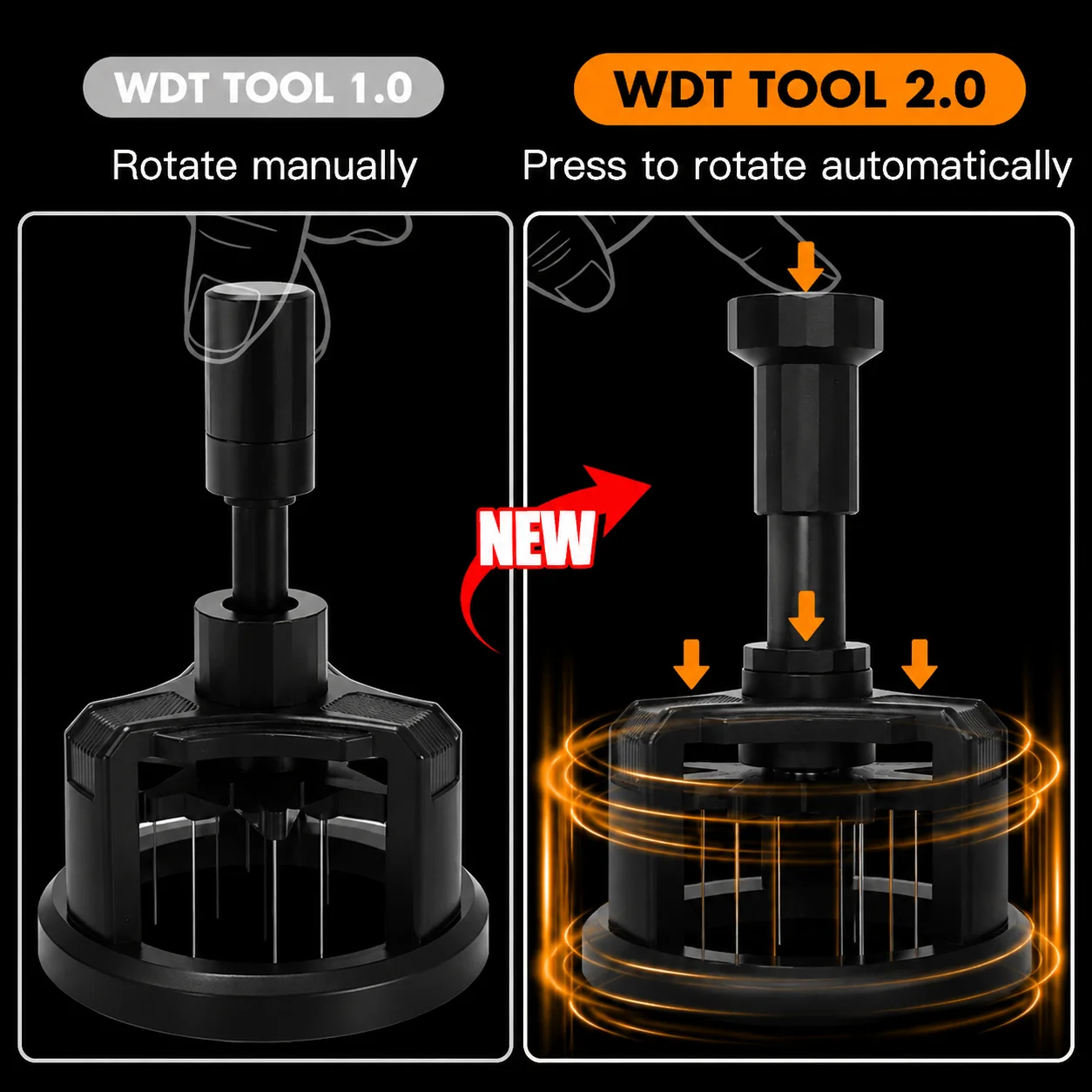WDT Tools Press Down Rotary 51mm 54mm 58mm Espresso-Rührer Nadelverteiler Magnetisches Kaffeemaschinen-Zubehör Barista-Werkzeuge – Detail 1