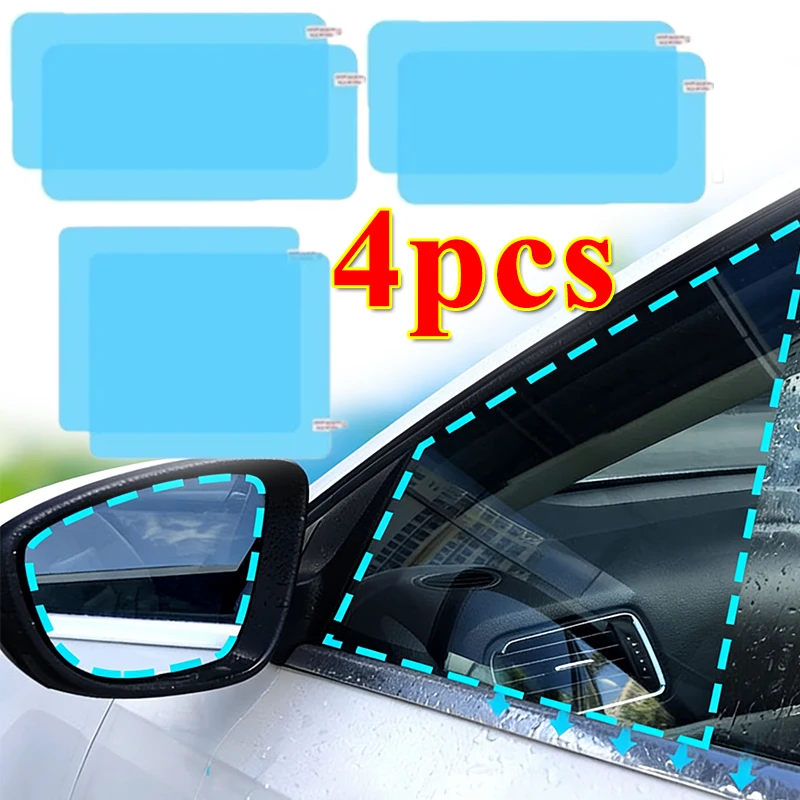 

1/2/4PCS Rearview Mirror Rainproof Film Car Truck Window Glass Anti-fog Waterproof Stickers Rainy Safe Driving Rain Proof Films