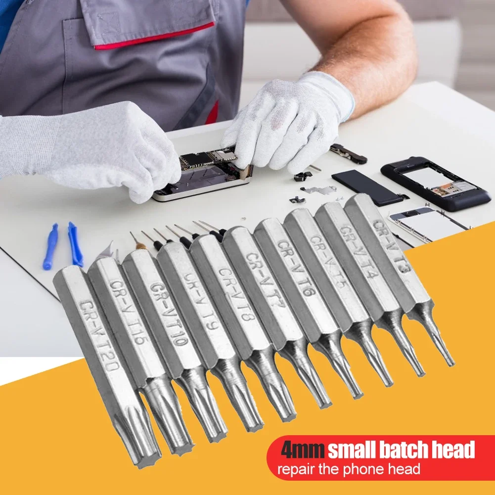 

10 шт., набор звездообразных отверток с шестигранным хвостовиком 1/4, T3, T4, T5, T7, T8, T9, T10, T15, T20, бит для отвертки, инструменты для ремонта