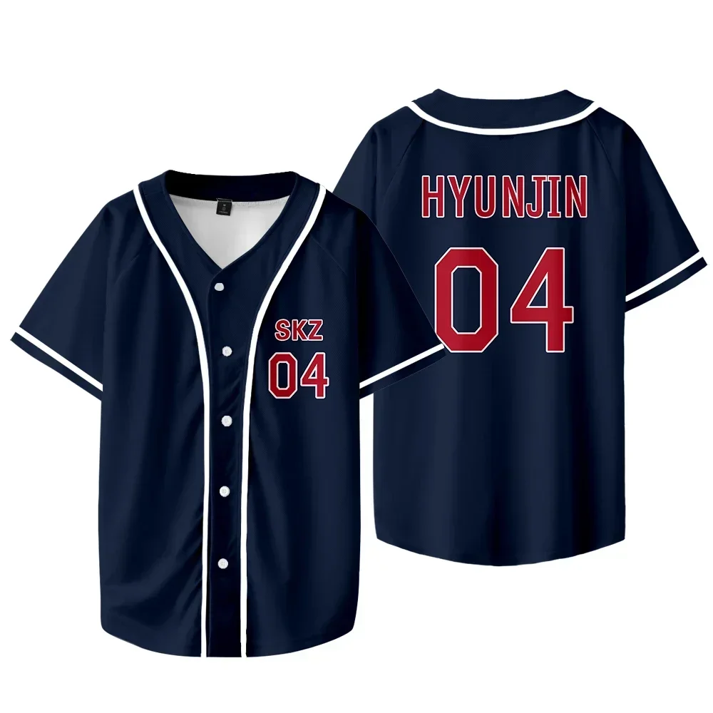 KPOP FELIX BANGCHAN CHANGBIN HYUNJIN HAN Baseball T Shirt Men Women Hipster Hip Hop Short Sleeve Baseball Jersey Graphic Tees