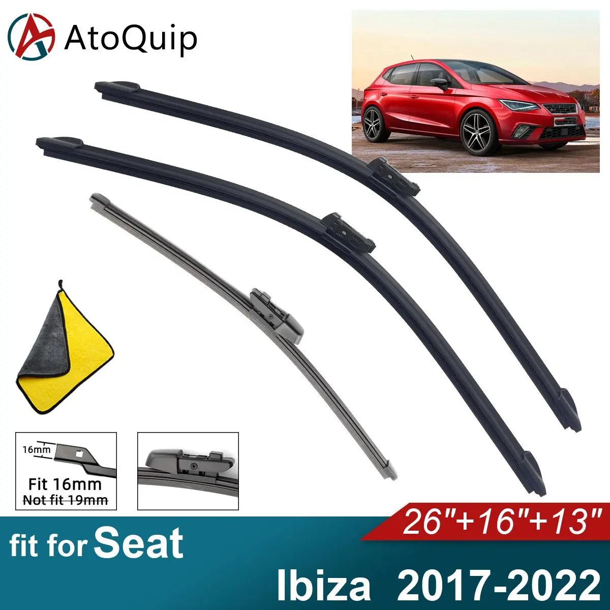 Car Windshield Wiper Blades Fit For Seat Ibiza Rear Wiper Blades Soft Rubber Auto Front Windscreen 2017 2018 2019 2020 2021 2022