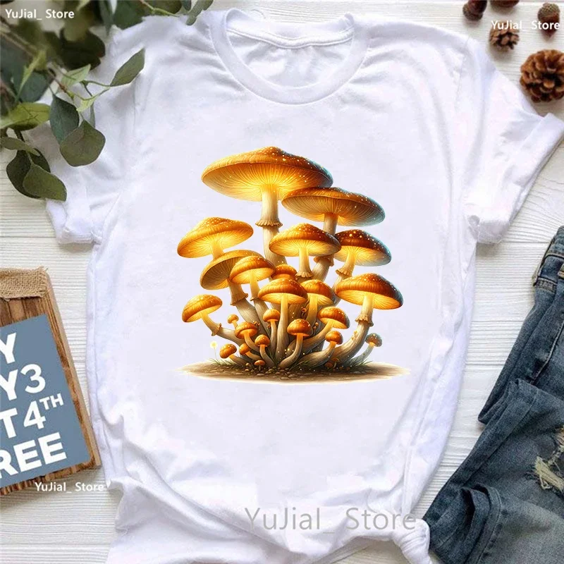 Magic Mushroom Printed T Shirt Girls Colorful Fashion Tshirt Women Korean Style Clothes Harajuku Shirt Short Sleeve T-Shirt