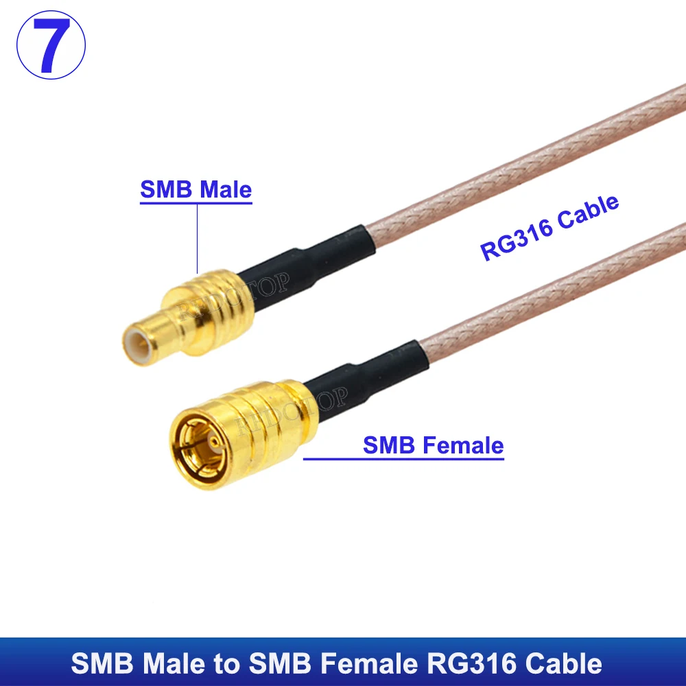 1 Stück RG-316 SMB-Stecker auf SMB-Stecker/Buchse, gerader/rechter Winkelverbinder, 50 Ohm, verlustarmes RG316-Kabel, hochwertiger Pigtail-Jumper