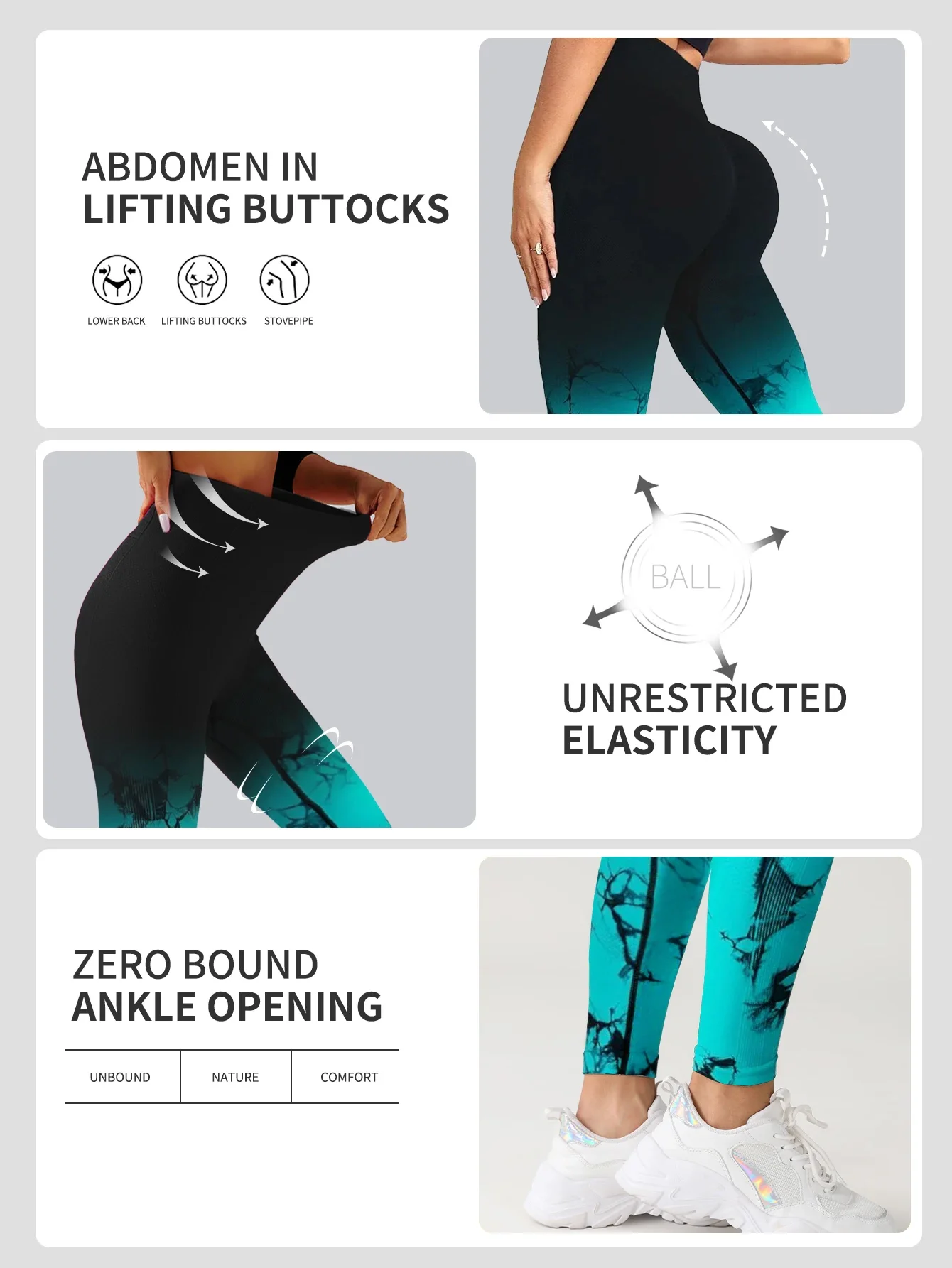 Pantaloni da yoga con tintura a cravatta sfumata Pantaloni da corsa e sportivi da donna senza cuciture Vita alta e sollevamento dell'anca Abbigliamento fitness Elastico stretto P