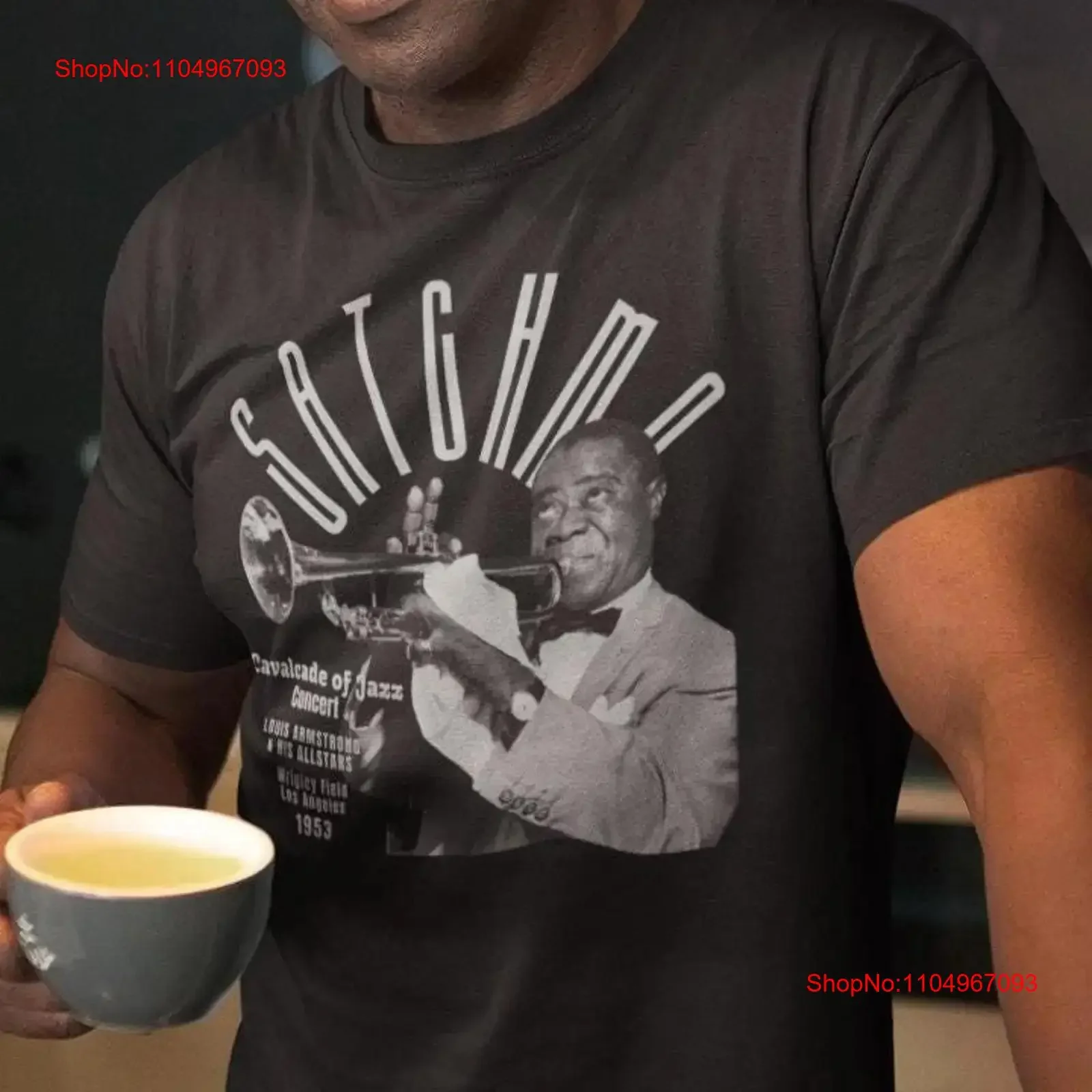 

Louis Armstrong Adult Heavyweight T Shirt vintage Washed fashion Casual streetwear homme Soft Slightly Stretched Unisex