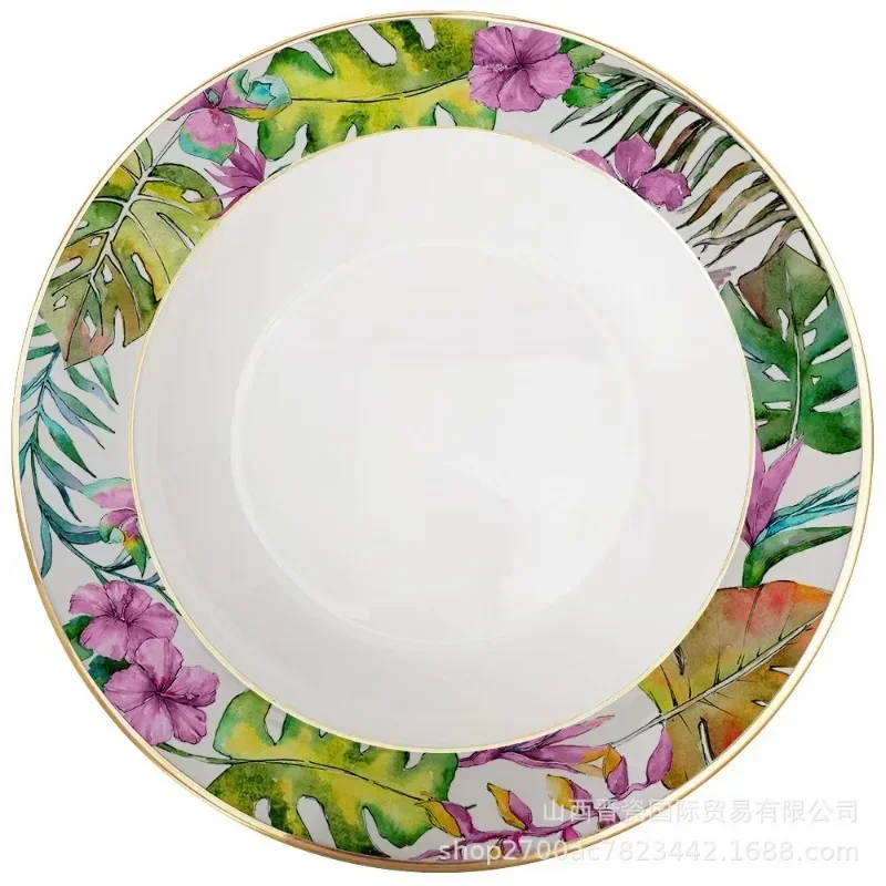 New Parrot Bone China Tableware Set Pastoral Phnom Penh Western Food Plate Household Bowl Coffee Cup Platos De Cerámica