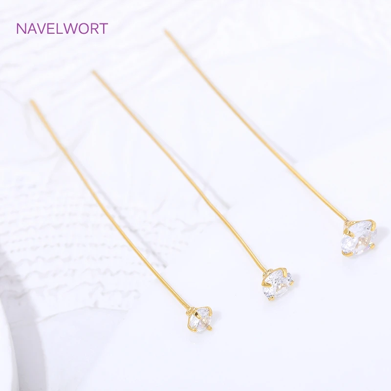 18K Gold Plated Inlaid Zircon Flat Head Pins For Jewelry Making,Pins For Jewelry,Pins For Earrings Supplies,DIY Beading Findings image 3