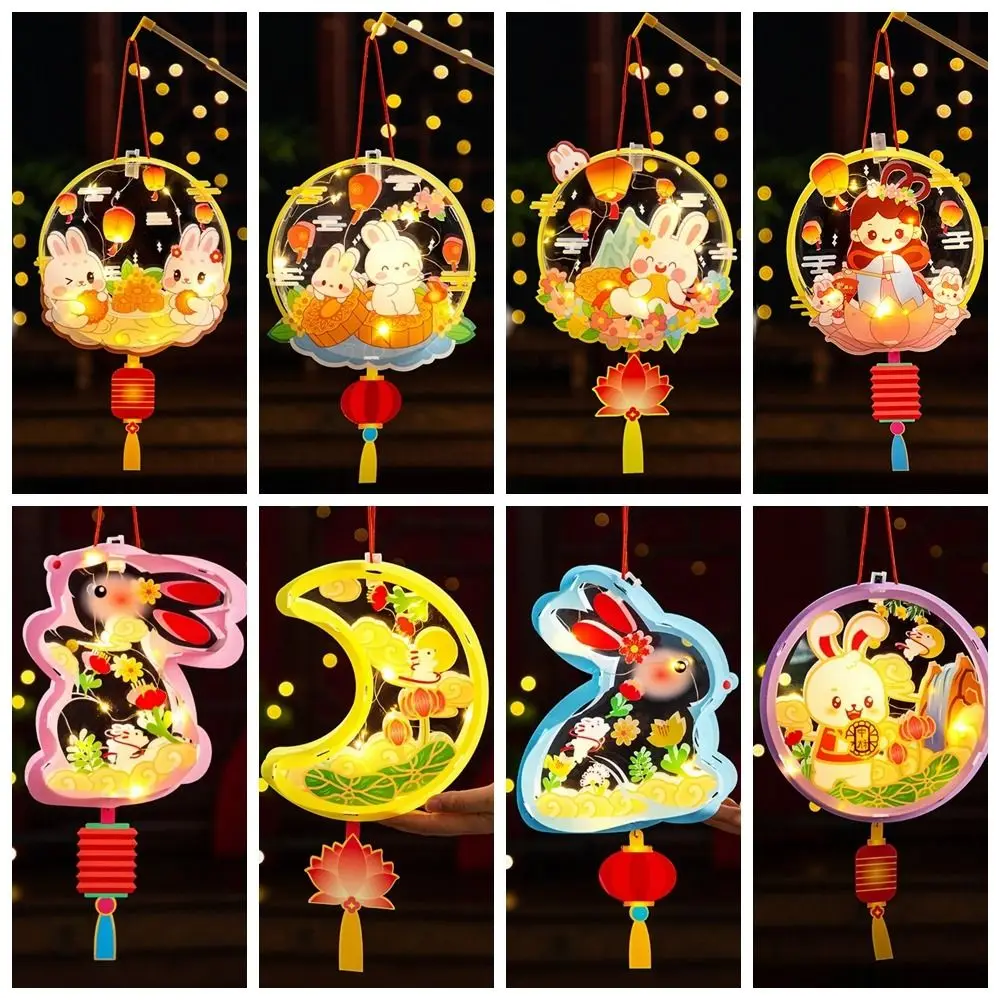 PVC Middle Autumn Festival Lantern Chinese Festival Light Mid Autumn Rabbit Lantern Handmade DIY Craft