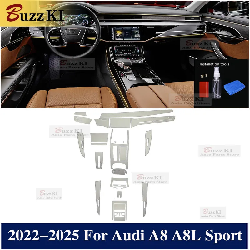 

2022-2025 For Audi A8 A8L Sport TPU Pre Cut Navigation Gear Center Console Car Interior Repair Protect Car Film scratch Sticker
