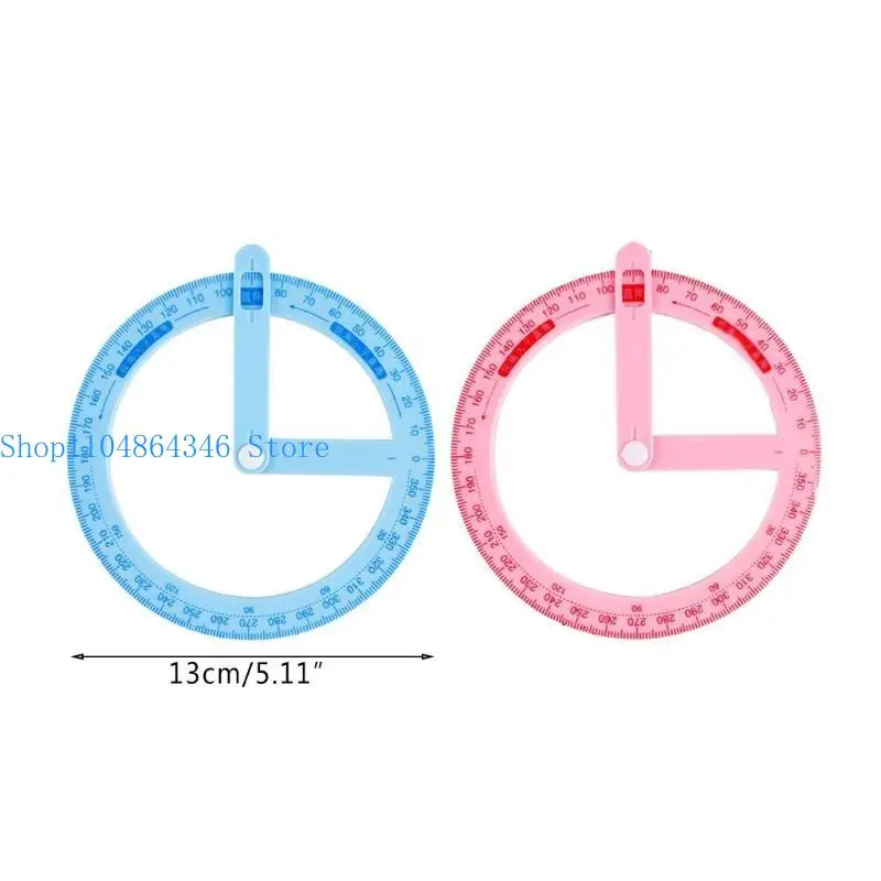 5asd Swing Arm Protractor 360 Degree Ruler Circle Classroom Math Geometry Drafting Tools Plastic Stationery for Office School