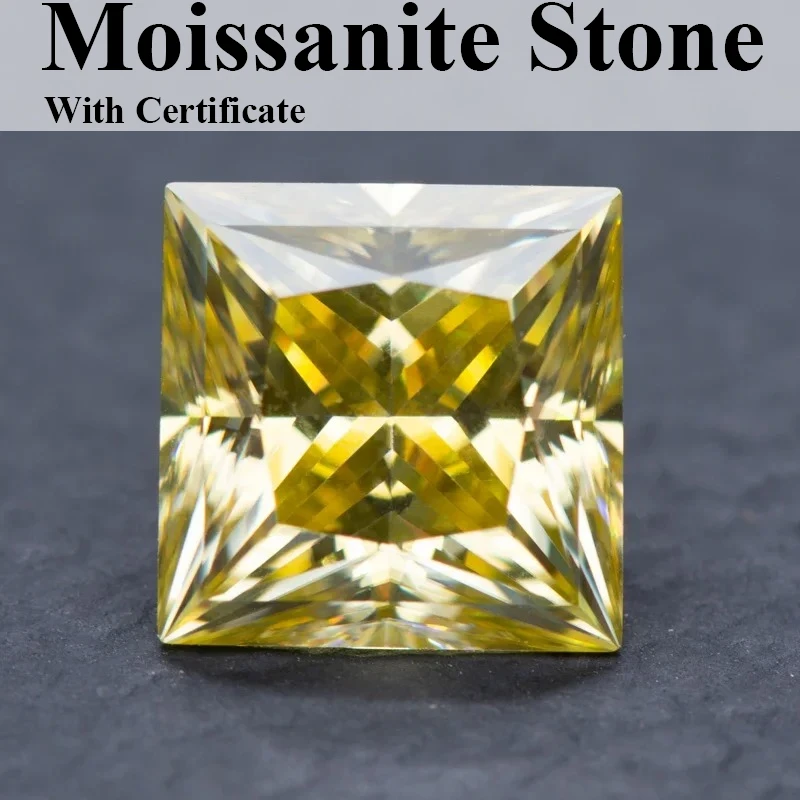 

Муассанит принцессы огранки лимонно-желтого цвета пройти тестер бриллиантов усовершенствованные ювелирные изделия кольца изготовление сережек с сертификатом GRA