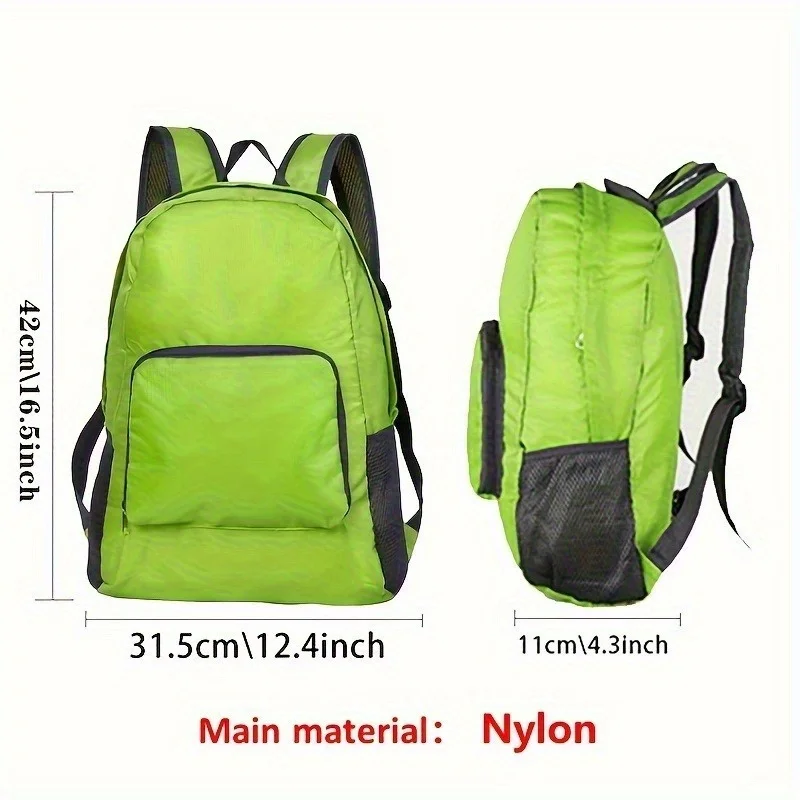 حقيبة ظهر قماشية متينة قابلة للطي للسفر والمشي لمسافات طويلة والتخييم مع أشرطة كتف قابلة للتعديل وإغلاق بسحاب #4