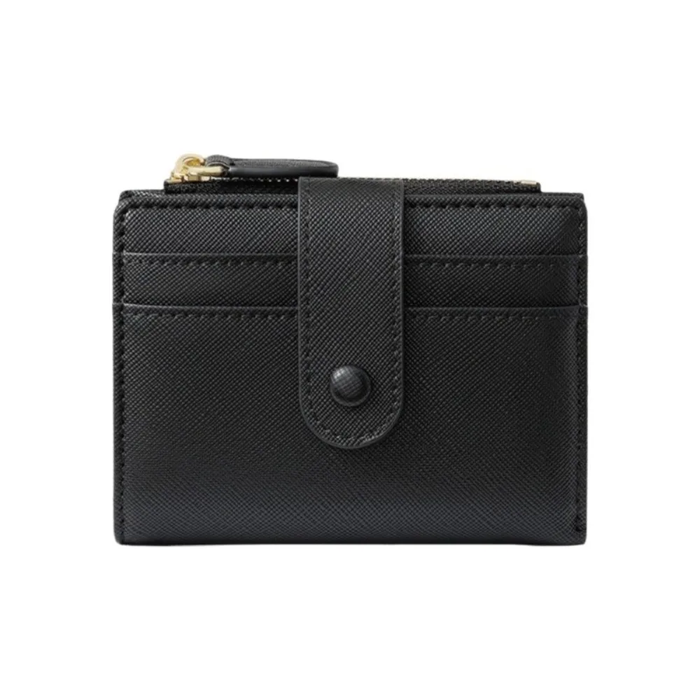 

Retro PU Leather Short Wallet Zipper Foldable Two Fold Wallet Japanese Style Large Capacity Women Card Holder Daily