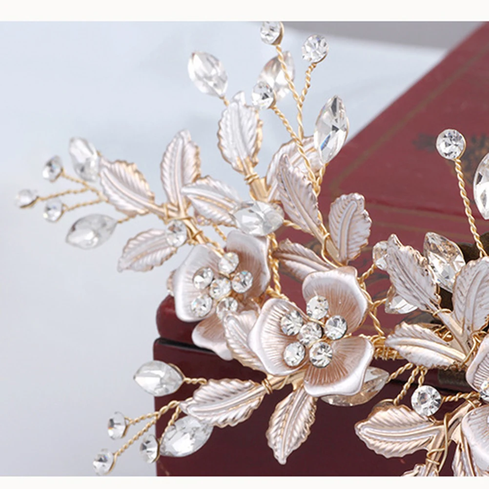 

Crystal Hair Clips For Women Bridal Wedding Accessories Rhinestone Side Headpiece Prom Party Decor Hair Pins Yj615 Golden
