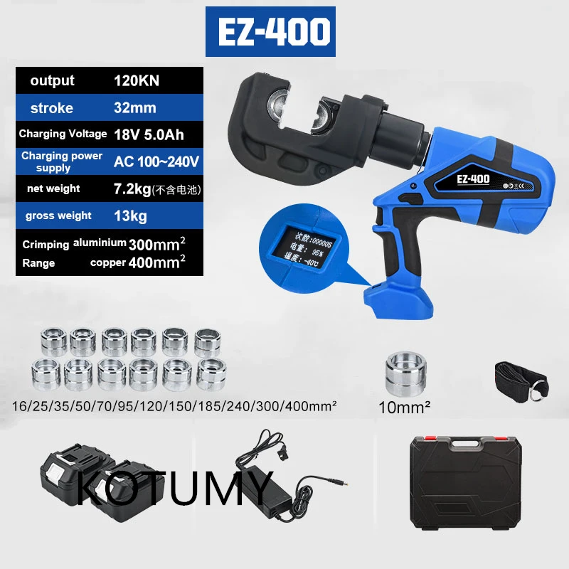 Crimping Tool Hydraulic Crimper EZ-300/EZ-400 Electric Hydraulic Pliers Lithium Electric Hydraulic Pliers Cable Cutter Tools 18V