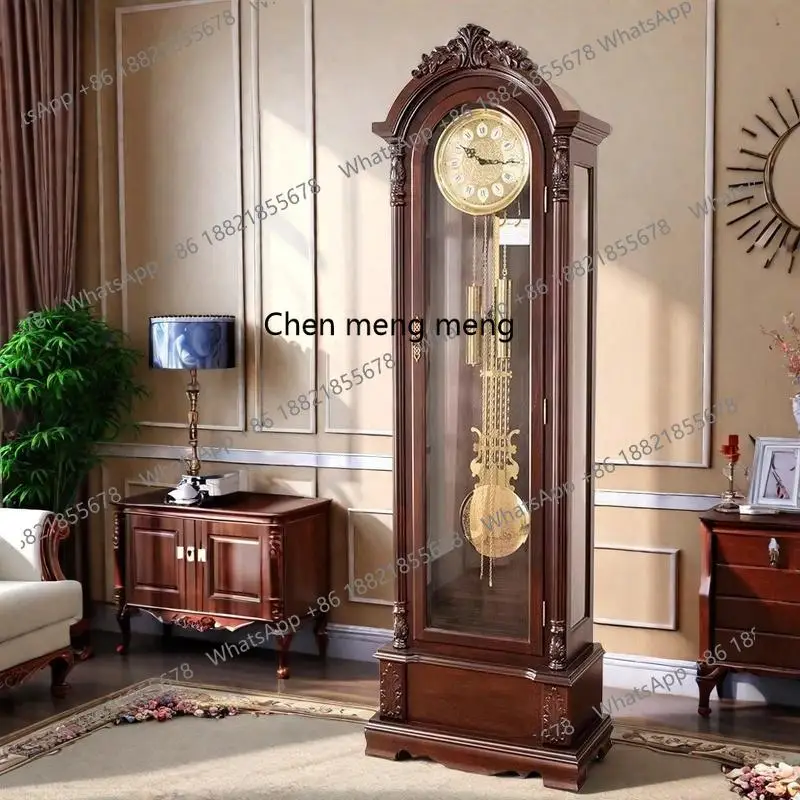 

Living room light luxury floor clock retro solid wood German Helmler vertical seat clock