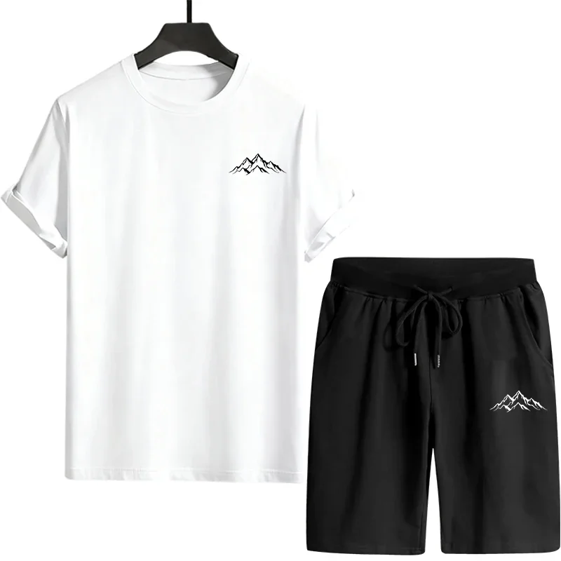 

Men's Set T-shirt and Shorts 2026 Spring Summer Daily Casual Fashion Short Sleeve Outfits Sports Tees Tracksuit