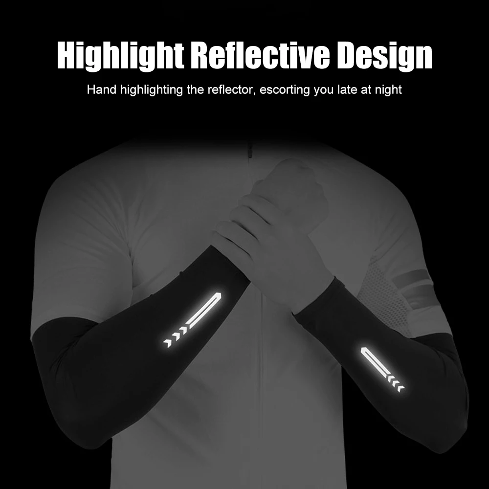 1Pair Ice Fabric Breathable UV Protection Running Cooling UPF 50 Arm Sleeves Fitness Basketball Elbow Pad Sport Cycling Outdoor