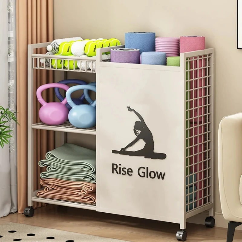 Mobile Fitness Cart with Wheels - Multi-Sport Organizer for Home Gym, Yoga Studio & Garage, Heavy-Duty Gear Rack