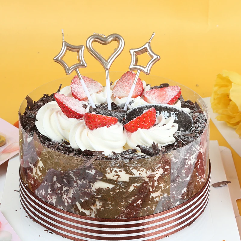 Star Heart Birthday Sparkler Candle Romantic Cake Decoration Birthday Cake Topper For Party Wedding Valentines Day Supplies Tool