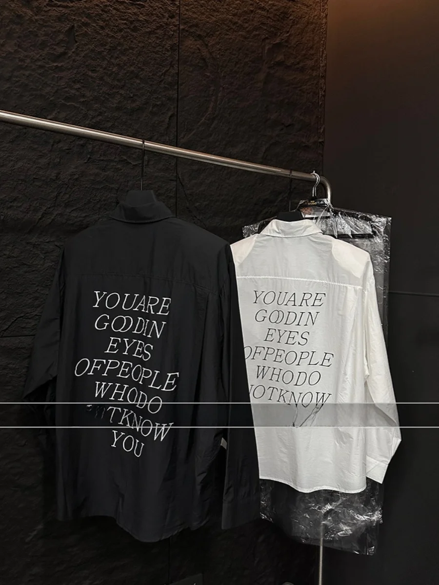 

Women's Loose Fit Letter Back Printed Shirt Korean Style Commute Fashion Sun Protection Long Sleeve Collar Mid-Length