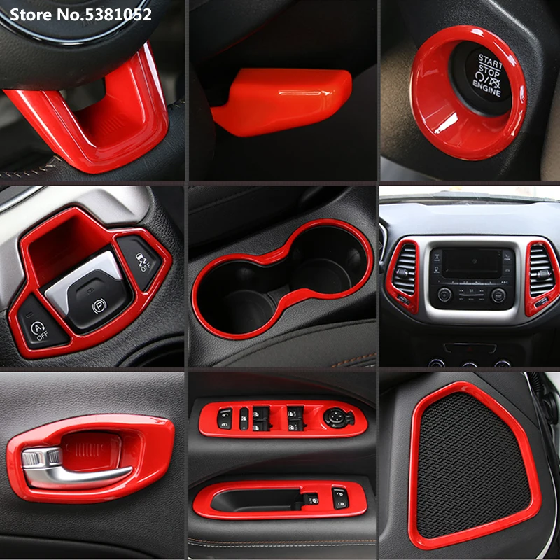 

Water Cup Frame Decorative Cover for Jeep Renegade 2017 2018 2019 2020 Accessories Red Interior Modification Decoration Sticker