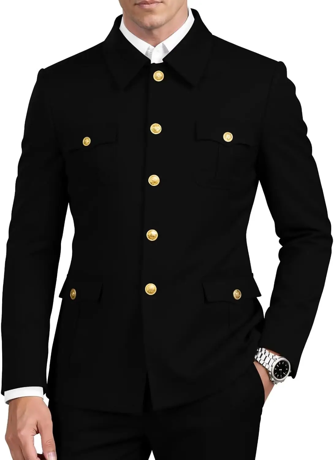 

Мужской костюм-двойка в китайском стиле: традиционный свадебный комплект с золотыми пуговицами (пиджак и брюки)