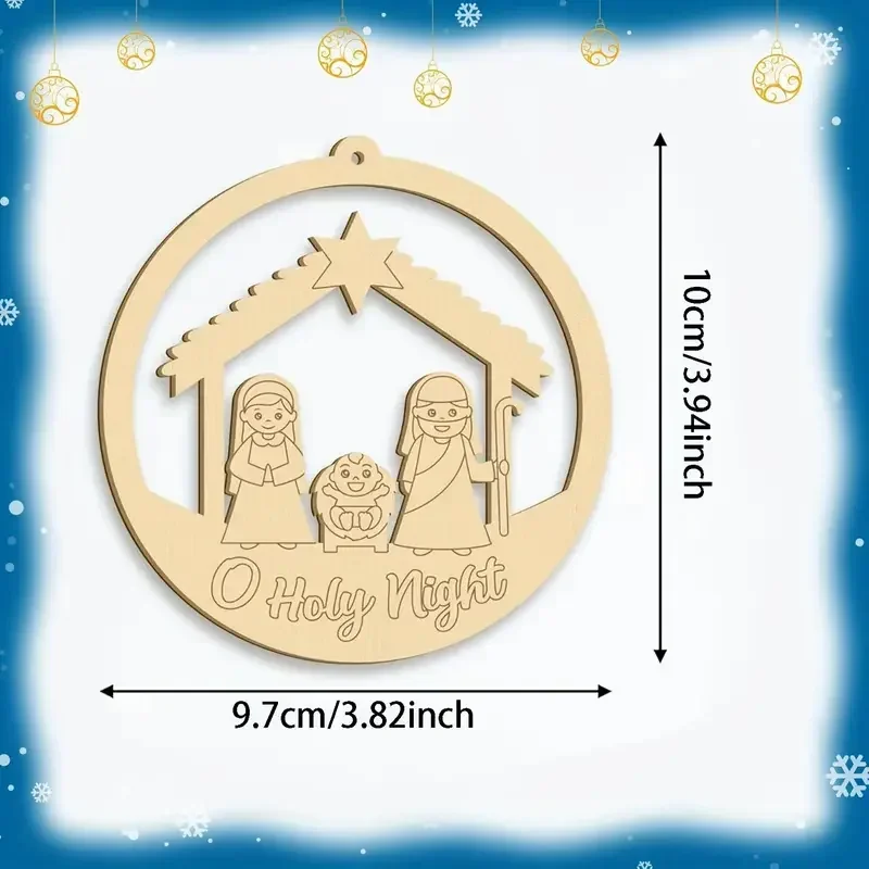 High-quality Jesus Birth Wood Pendant Vintage Nativity Scene Indoor Outdoor Craft Hanging Ornaments Decorations for Christmas