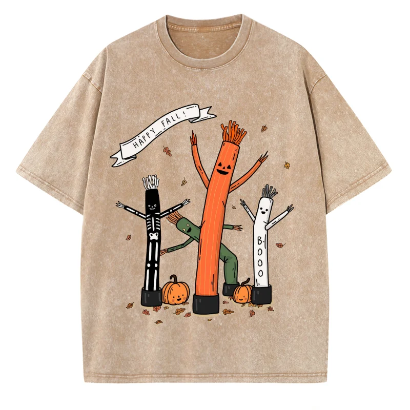 

Cartoon Print Pattern printed T-shirt For Men's Casual Loose Vintage Washed Material Short SleevedLarge Size Couple Style