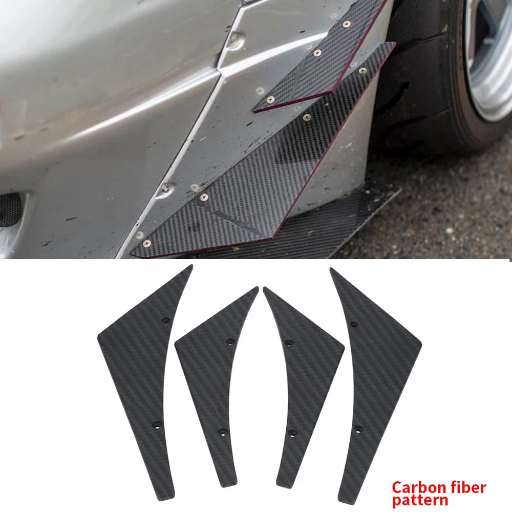 Universal Vehicles Compatible 4Pcs Black PU Front Lip Splitter Fins Under Chin Spoiler Front Bumper Finisher Mod Parts